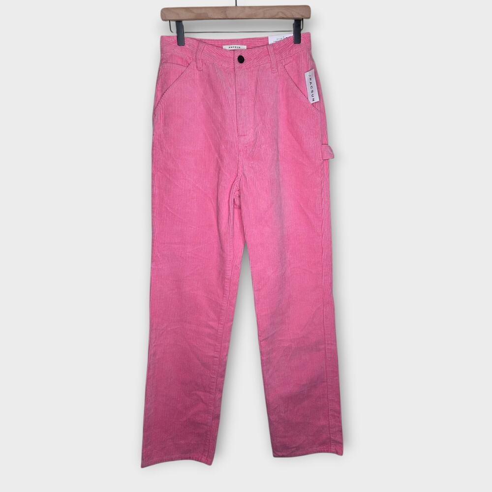 NEW Pacsun 90's Boyfriend Carpenter Pink Corduroy Cargo Pants Women's 28 TALL